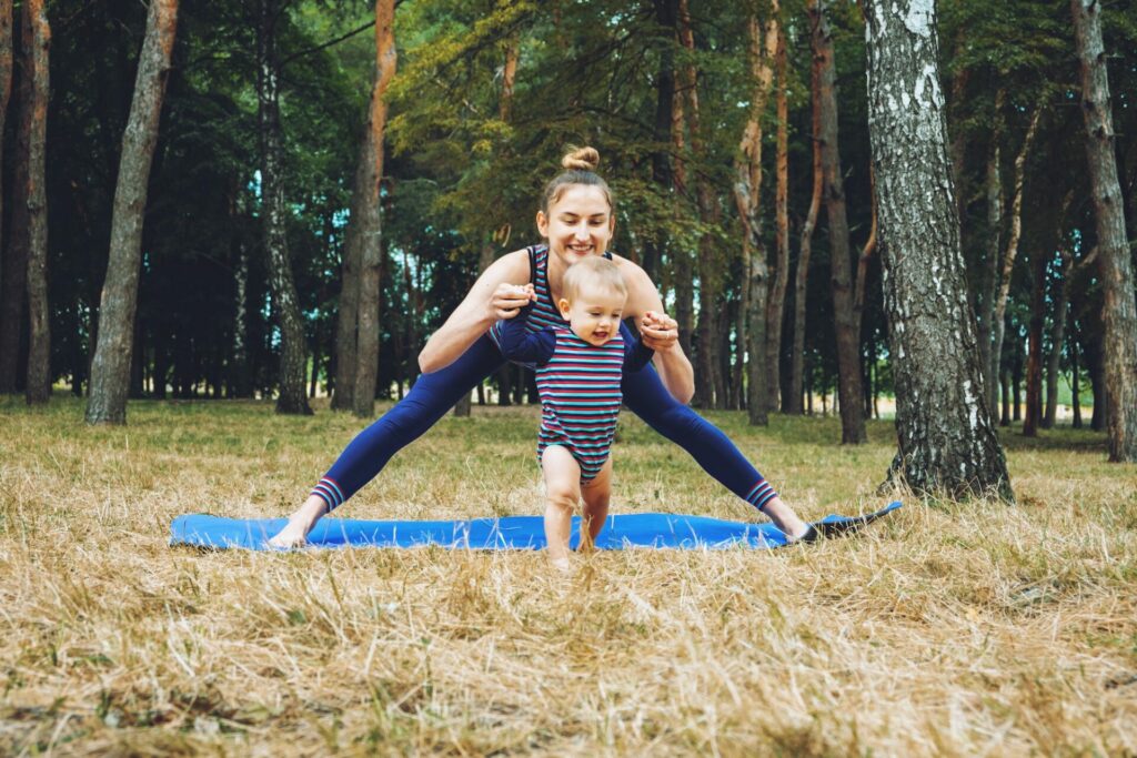 Mommy and Me Yoga for Babies and Postpartum Moms. Zen Family Yoga. Postpartum mother and baby girl